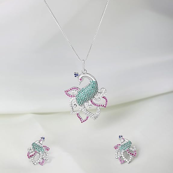 Sterling Silver Peacock Jewelry Set