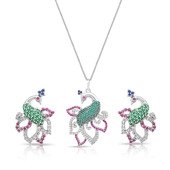 Sterling Silver Peacock Jewelry Set - Image 4