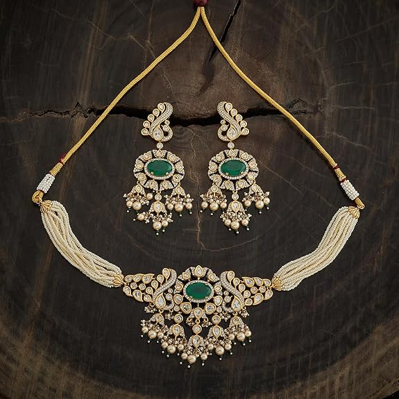Green Victorian Kundan Necklace Set - Image 5