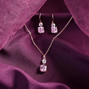 Sterling Silver Carla Solitaire Pendant Earrings Chain Necklace Jewellery Set